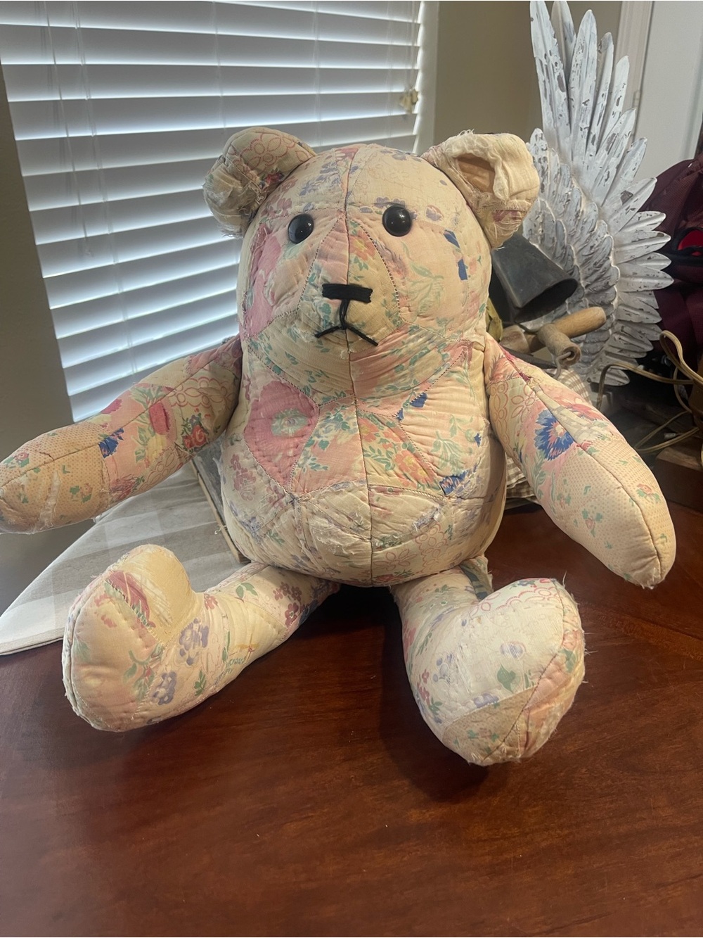 Vintage Handmade Quilt Patchwork Stuffed Bear large - Picture 8 of 8